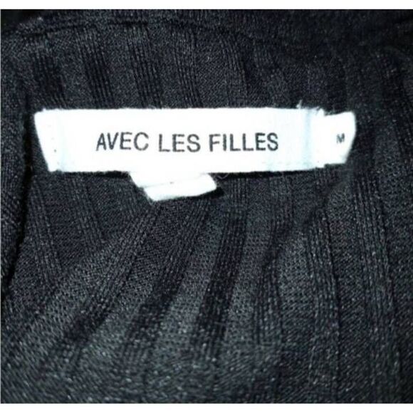 AVEC LES FILLES RIBBED BLACK COLD SHOULDER BODYCON LONG SLEEVE DRESS SZ.M EUC. - Picture 9 of 10